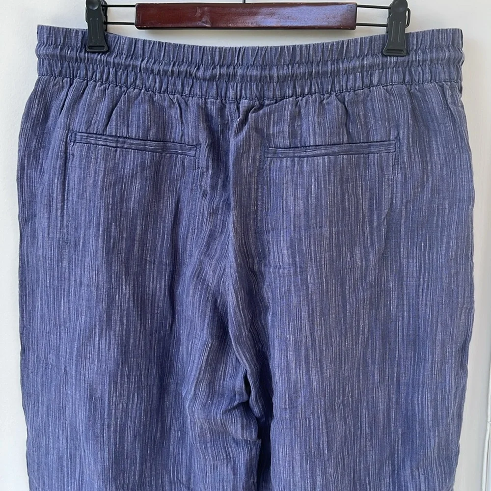 Athleta Cabo Linen Textured Blue Wide Leg Pants - Picture 11 of 14
